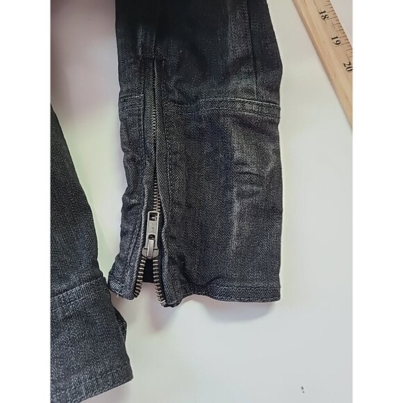 Jessica Simpson Moto Jean Jacket Jr XL Black Distressed Cropped Denim Zippers - Picture 15 of 16